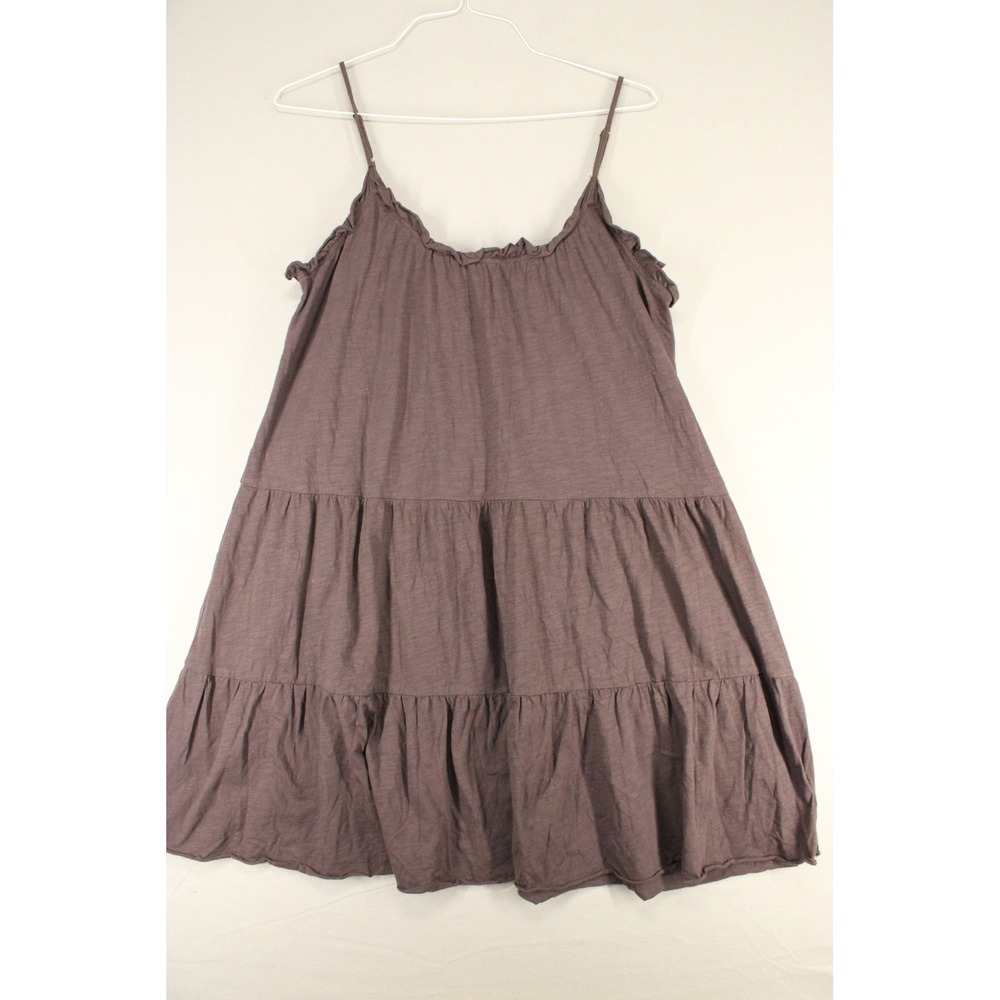 Natural Life Tiered Mini Dress Womens Medium Brown Rayon Ruffle Boho Cottagecore
